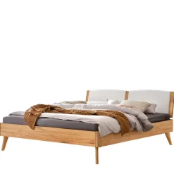 Bett aus Wildbuche massiv mit Kunstleder - Syanta