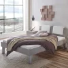 Bett in Betonoptik mit Kopfteil Kissen - Rienas