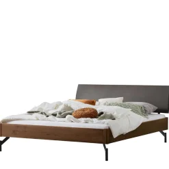 Bett in Nussbaum Braun & Anthrazit - Ayero (dreiteilig)