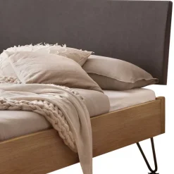 Bett mit Kopfteil gepolstert Kunstleder Anthrazit - Catrizia