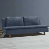 Bettcouch in Dunkelblau mit Eiche - Mattys