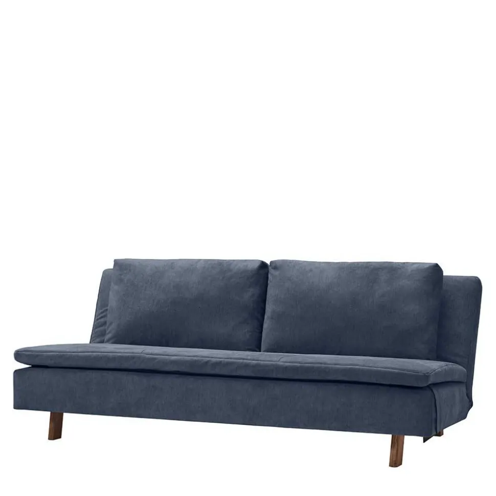 Bettcouch in Dunkelblau mit Eiche - Mattys