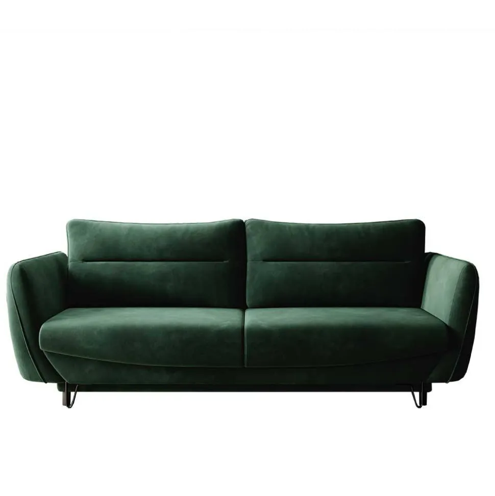 Bettcouch in Dunkelgrün Samtbezug - Major