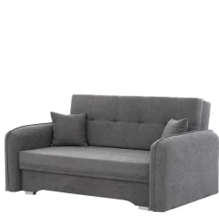 Bettcouch mit Federkern aus Velours Dunkelgrau - Lictona