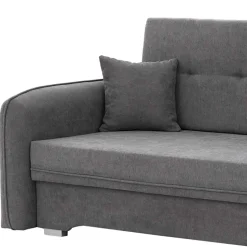 Bettcouch mit Federkern aus Velours Dunkelgrau - Lictona