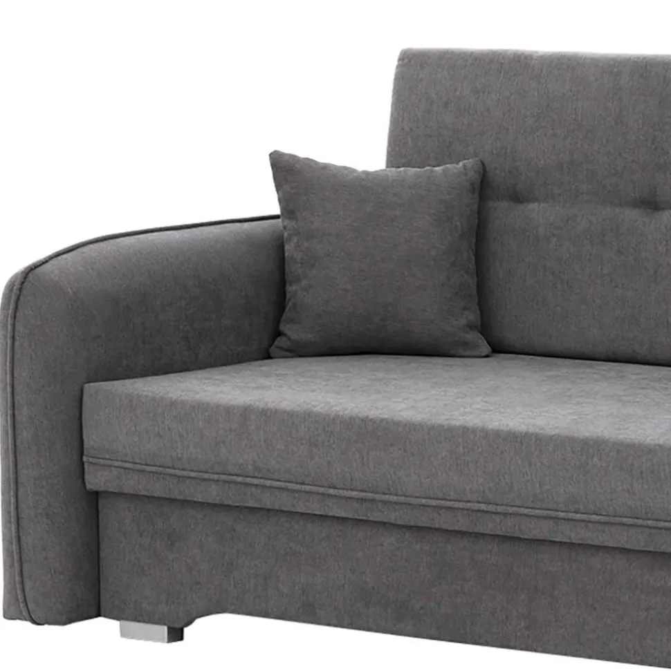Bettcouch mit Federkern aus Velours Dunkelgrau - Lictona