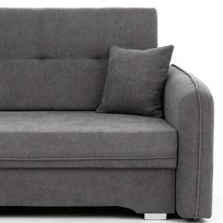 Bettcouch mit Federkern aus Velours Dunkelgrau - Lictona