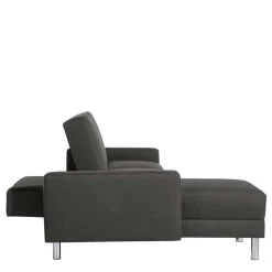 Bettfunktion Ecksofa in Anthrazit mit Chrom - Heavy (zweiteilig)