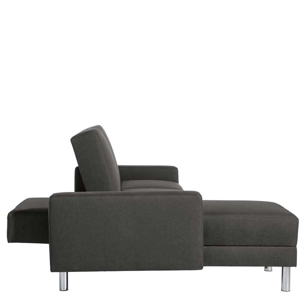 Bettfunktion Ecksofa in Anthrazit mit Chrom - Heavy (zweiteilig)