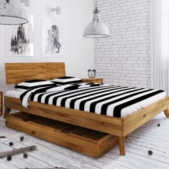 Bettkasten Einzelbett aus Wildeiche Holz - Eavy II
