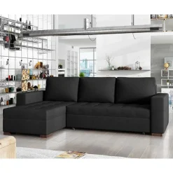 Bettsofa in Schwarzbraun Stoffbezug - Zyret