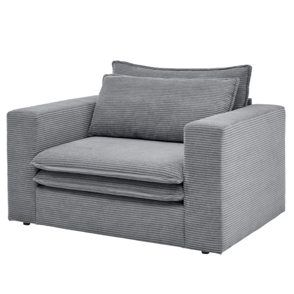 Big Sessel aus Cord in Anthrazit - Ruffos