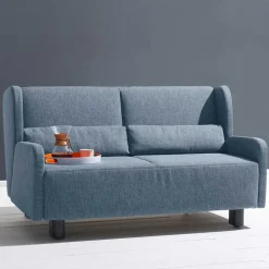 Blaue Bettcouch mit Rücken Klappmechanik - Arenz