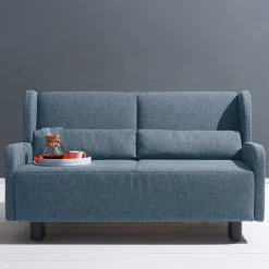 Blaue Bettcouch mit Rücken Klappmechanik - Arenz