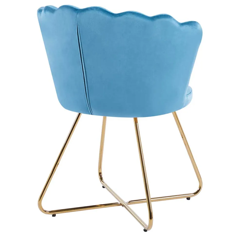 Blaue Samtstühle mit Muschel Design Lehne - Candelcero (2er Set)