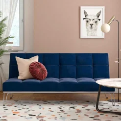 Blaue Schlafcouch mit Samt Bezug - Otrando