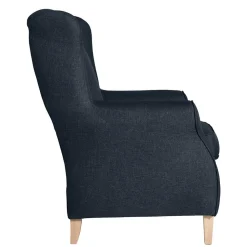 Blauer Ohrensessel mit Buche Beinen - Mag