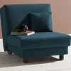 Blauer Schlafsessel mit Flachgewebe Stoffbezug - Tirenaso