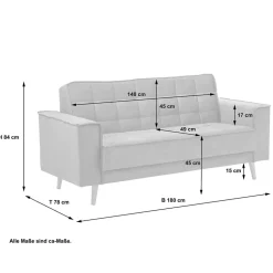 Blaugraue Couch aus Samtvelours - Lymeca