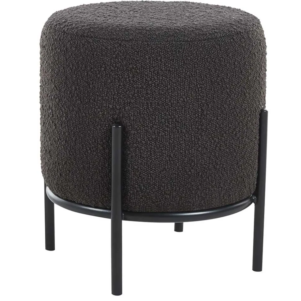 Boucle Polsterhocker in Anthrazit - Pizaras