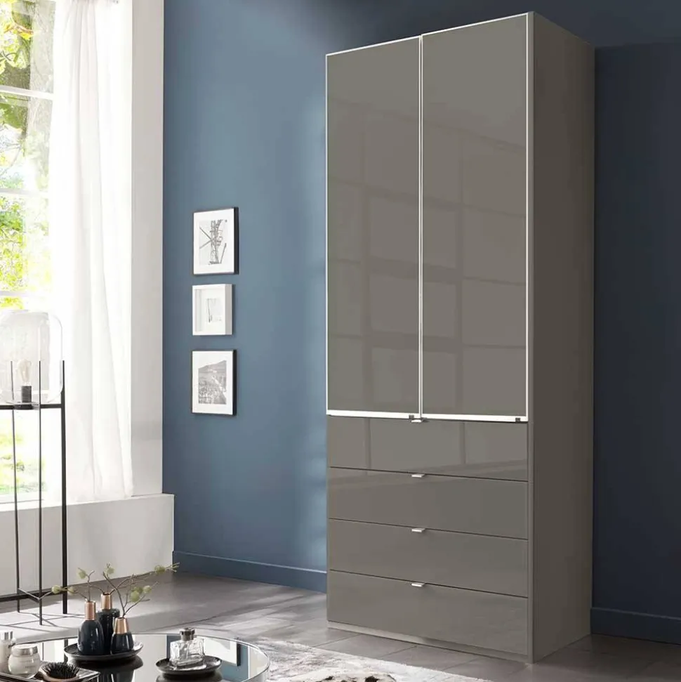 Brauner Kombi-Kleiderschrank 100 cm breit - Madita
