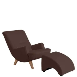 Brauner Kunstledersessel mit Buche Beinen - Vastonia