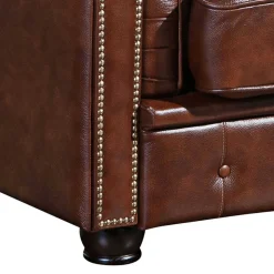 Brauner Ledersessel im Chesterfield Look - Pluna