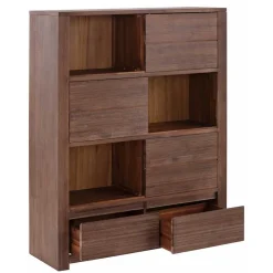 Braunes Akazie Highboard mit 3 Schiebetüren - Ruffes