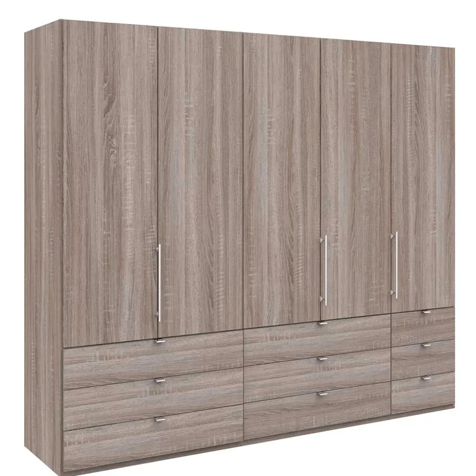 Breiter Kleiderschrank in Eiche Dunkel - Crenba