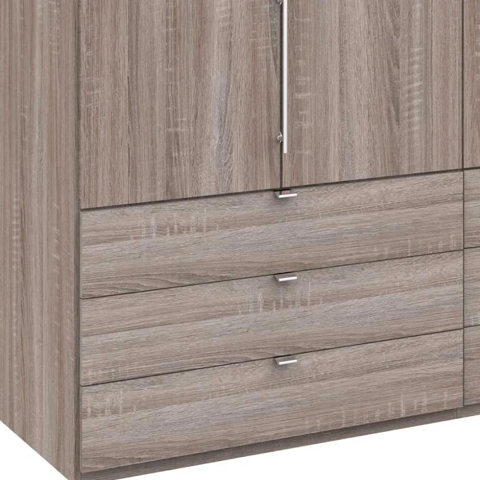 Breiter Kleiderschrank in Eiche Dunkel - Crenba