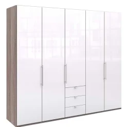 Breiter Kleiderschrank in Weiß Glas - Empresian