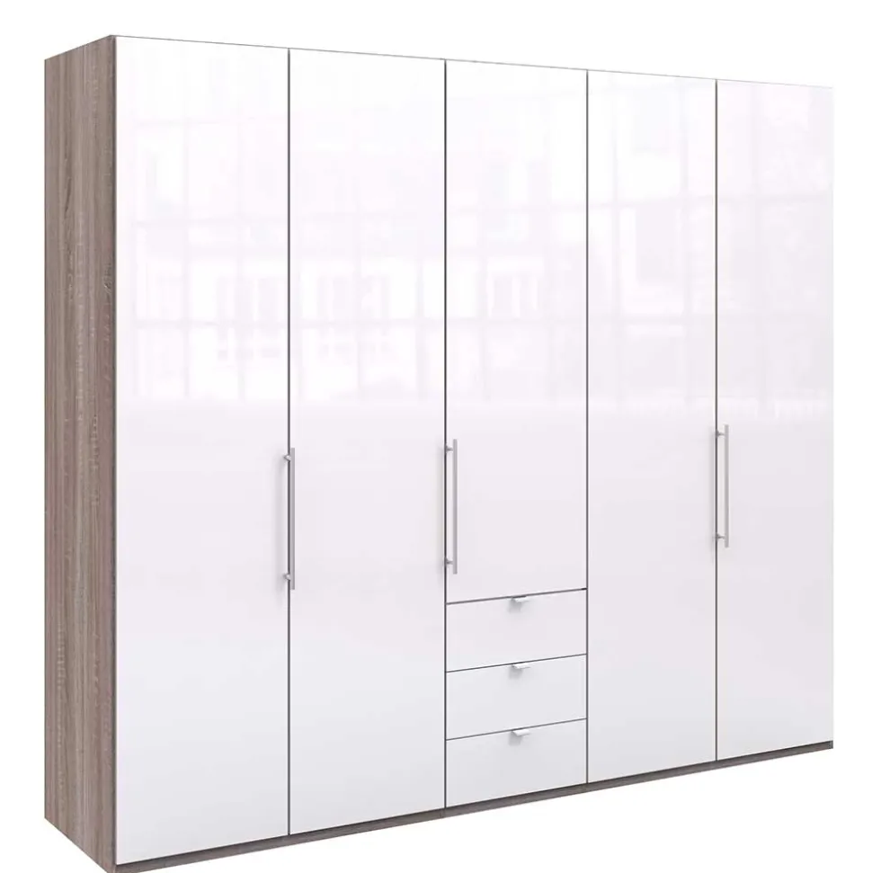 Breiter Kleiderschrank in Weiß Glas - Empresian