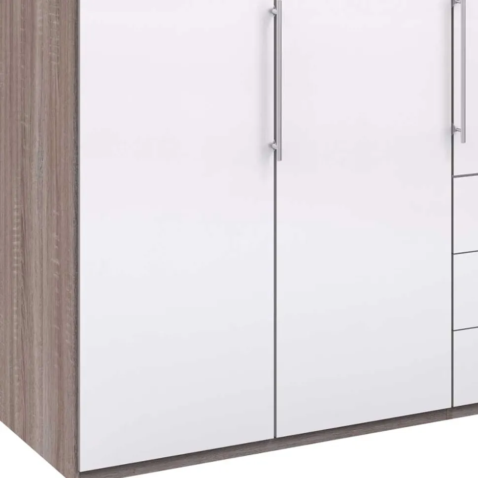 Breiter Kleiderschrank in Weiß Glas - Empresian