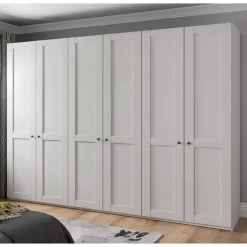 Breiter Kleiderschrank in Weiß 6-türig - Flinn