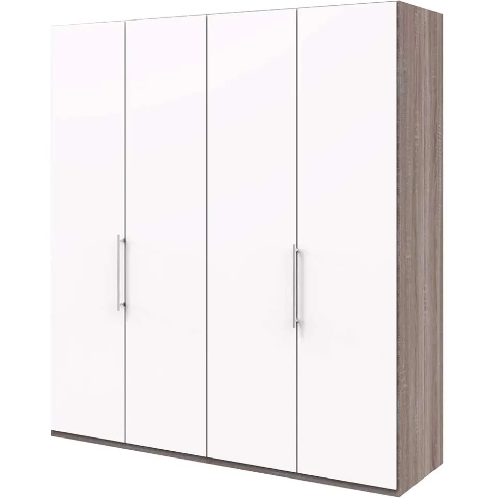 Breiter Schlafzimmerschrank mit weißen Falttüren - Tivierto