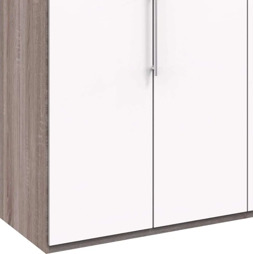 Breiter Schlafzimmerschrank mit weißen Falttüren - Tivierto