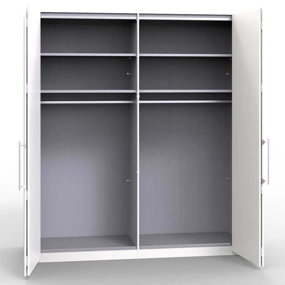 Breiter Schlafzimmerschrank mit weißen Falttüren - Tivierto