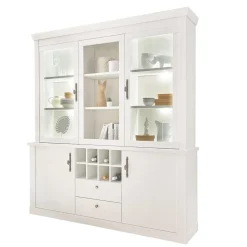 Buffetschrank Vitrine in weißer Holzoptik Pinie - Liancos