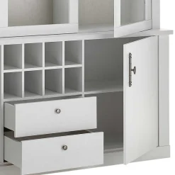 Buffetschrank Vitrine in weißer Holzoptik Pinie - Liancos