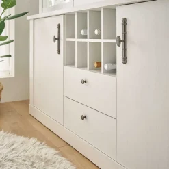 Buffetschrank Vitrine in weißer Holzoptik Pinie - Liancos