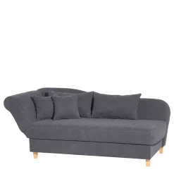 Chaiselongue in Anthrazit mit Buche - Adelina