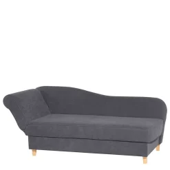 Chaiselongue in Anthrazit mit Buche - Adelina