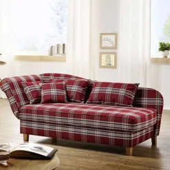 Chaiselongue mit Karomuster in Rot Weiß - Apel
