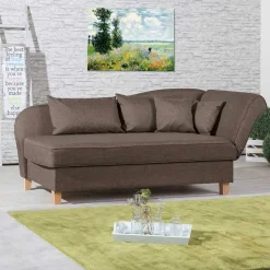 Chaiselounge in Beigegrau mit Buche - Senade