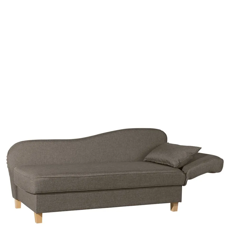 Chaiselounge in Beigegrau mit Buche - Senade