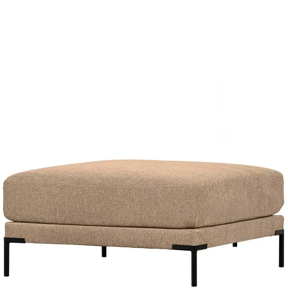 Chenille Polsterhocker in Champagner - Icoleran