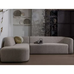 Chenille Sofaecke in Beige - Jaturna