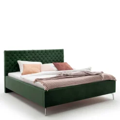 Chesterfield Bett in Dunkelgrün Samt - Jesafina