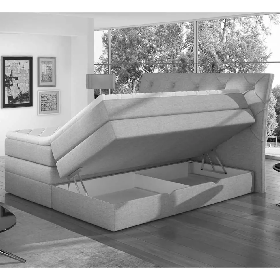 Chesterfield Boxspringbett in Mauve Samt - Zoalin