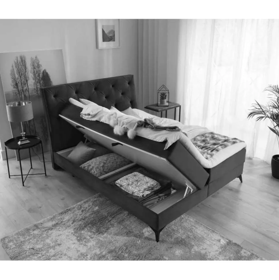 Chesterfield Kunstlederbett in Creme - Micerdo